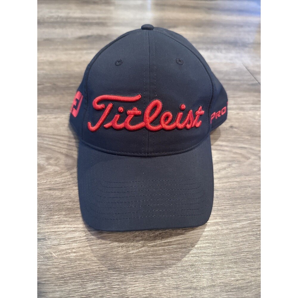 Titleist FJ ProV1 Golf Hat Adjustable Black Red Embroidered Logos Cap